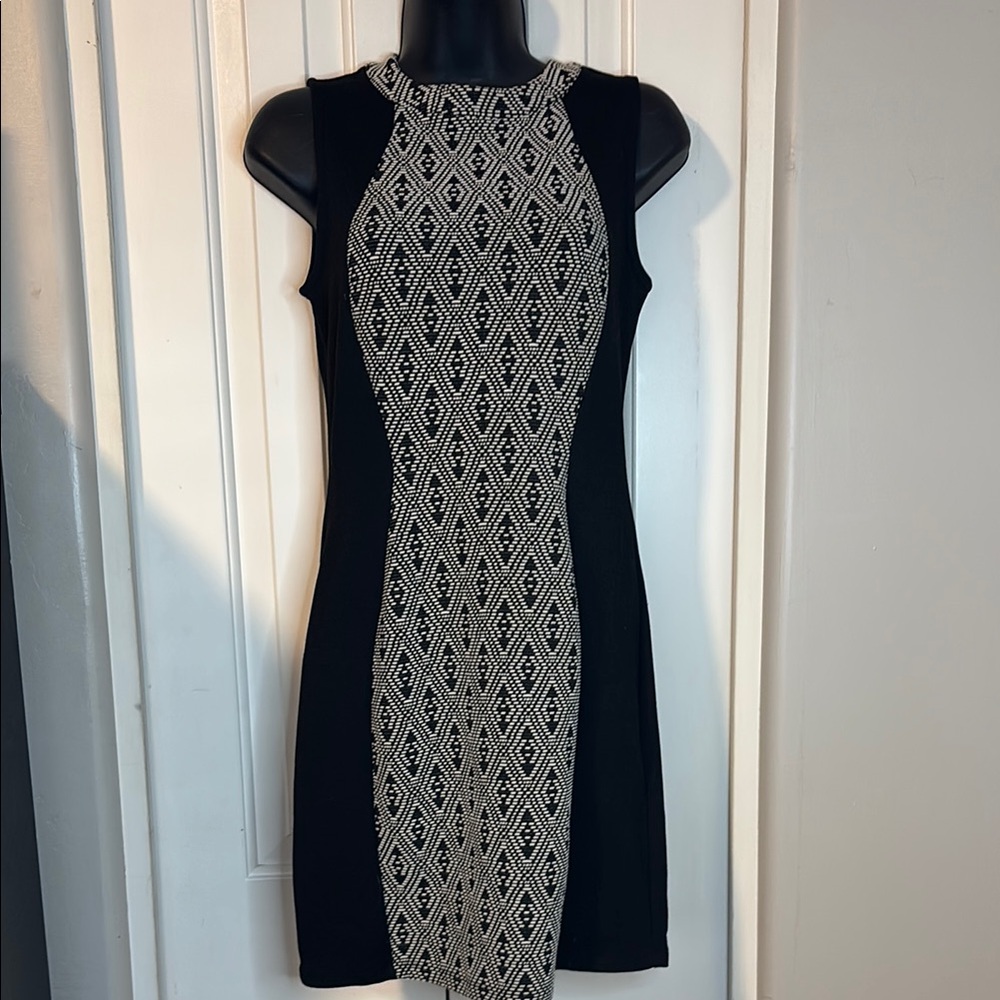 Flattering Black and White Patterned Dress